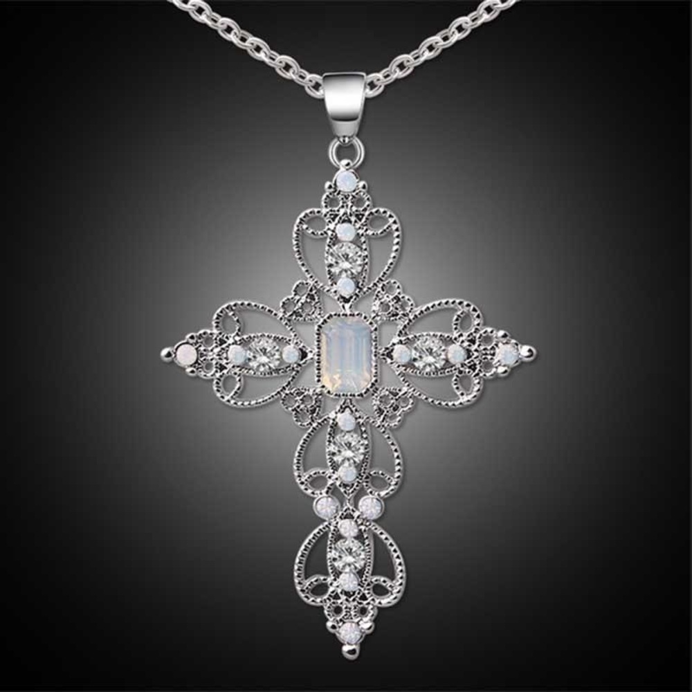 Bohemian cross pendant necklace